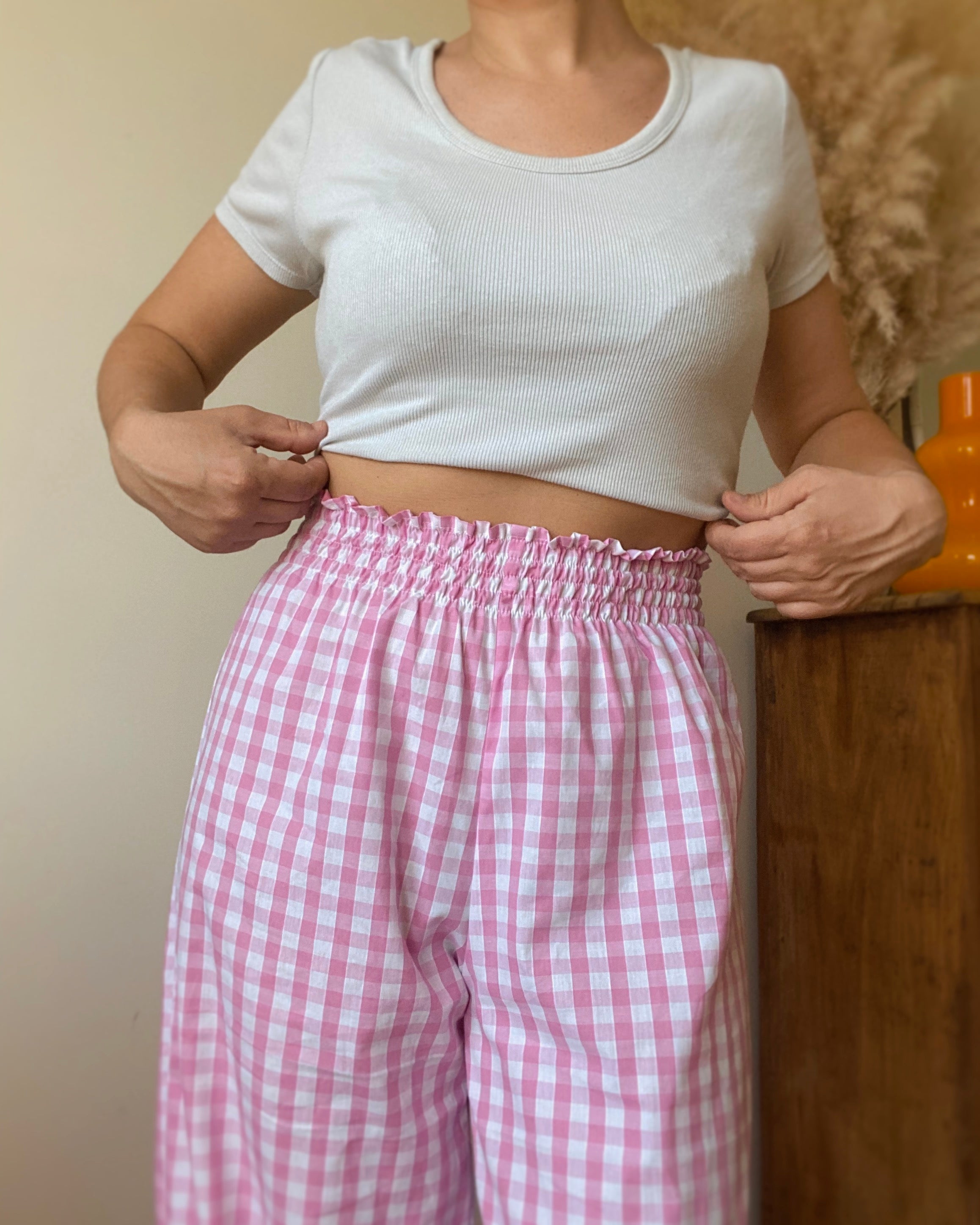 Pink Vichy Smocked Pants・Ladelza Atelier