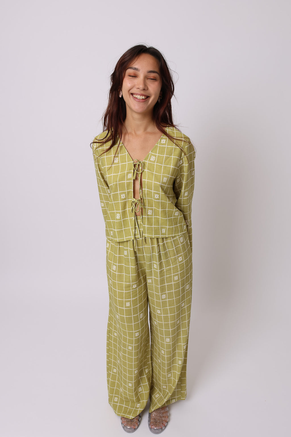 Floral Check Pant · Lin