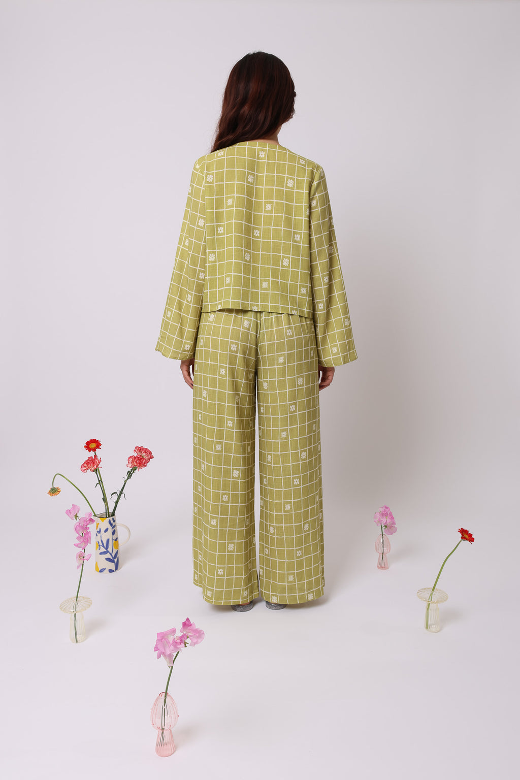 Floral Check Pant · Lin