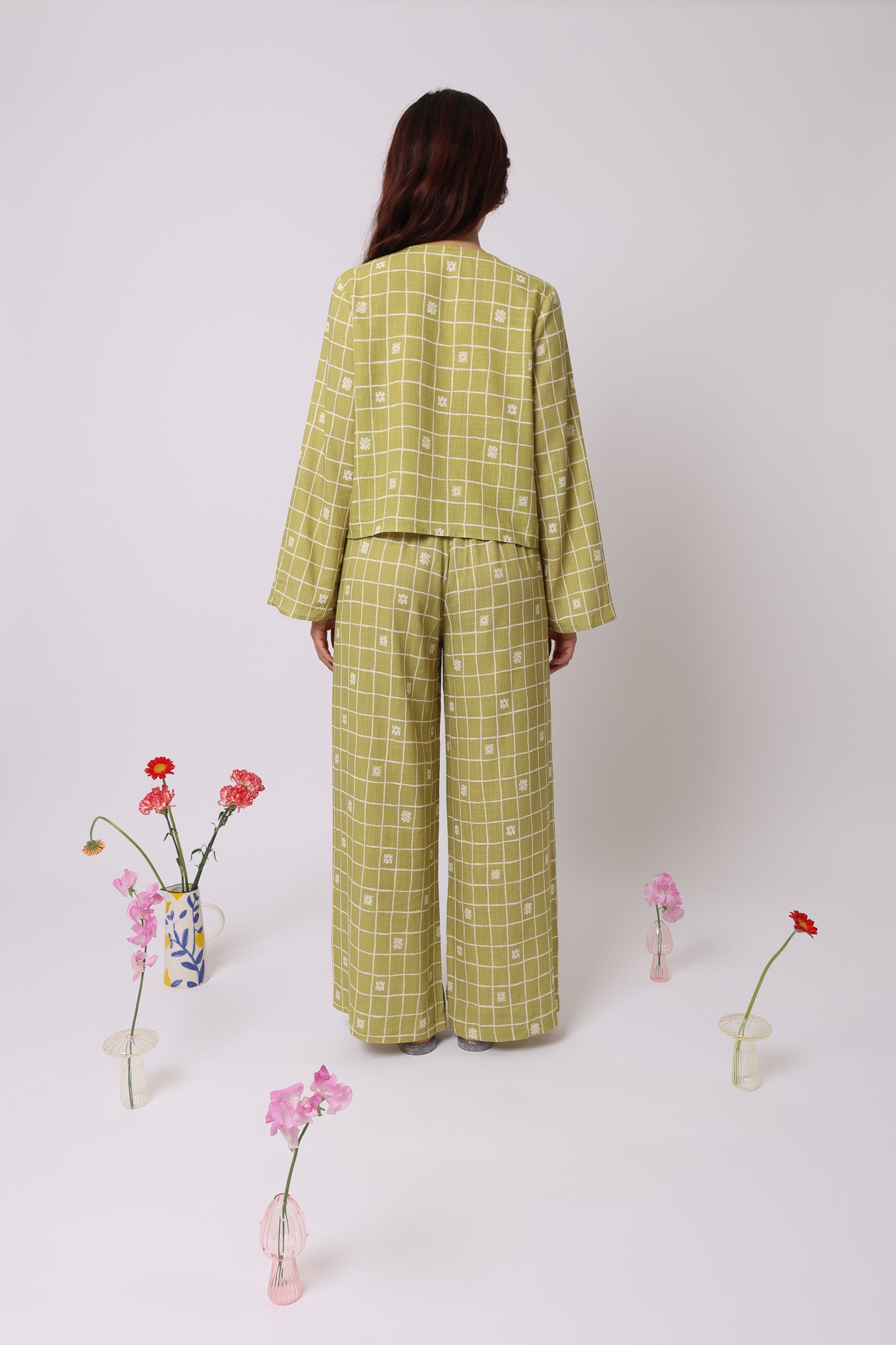 Floral Check Pant · Linen